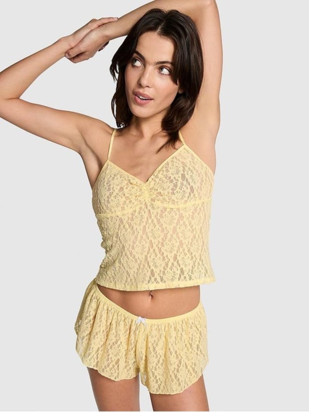 Frankie's Bikinis x Victoria's Secret Pink Yellow Lace Tank Top